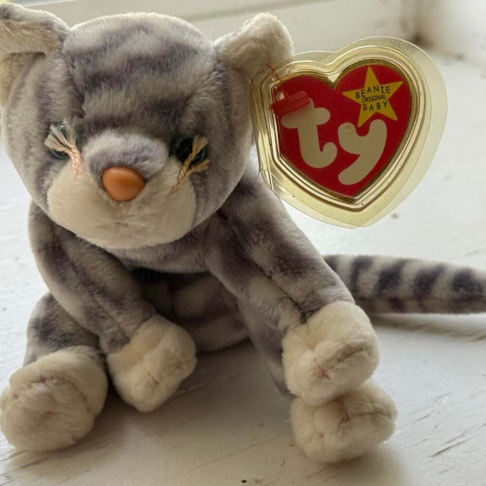 Ty Beanie Baby Vintage Silver The Cat Plush Toy 1996